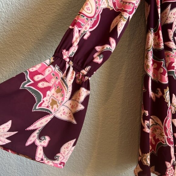 Show Me Your MuMu Floral Long-Sleeve Dress Small Flowy Style - Picture 2 of 7